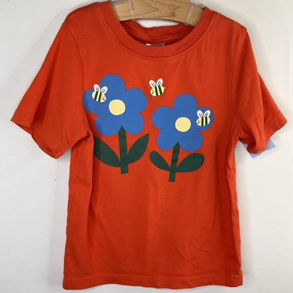 Size 4 (100): Hanna Andersson Orange/Blue Flowers T-Shirt