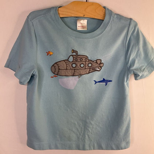Size 4 (100): Hanna Andersson Blue/Gray Submarine Applique T-Shirt REDUCED