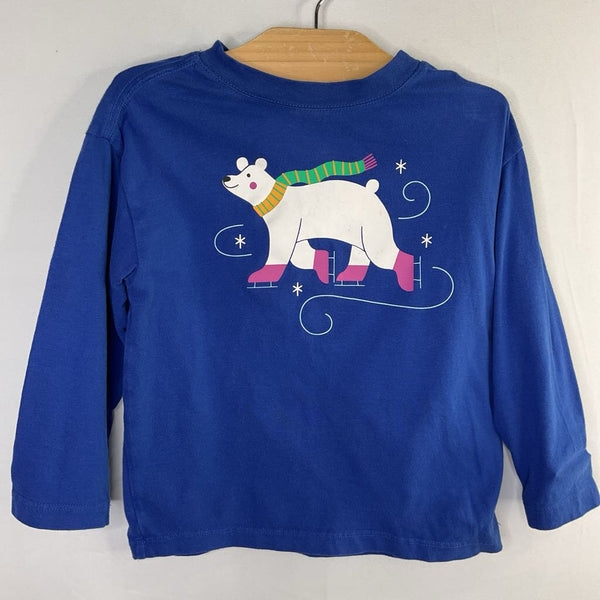 Size 4 (100): Hanna Andersson Blue/White Ski Bear Long Sleeve Shirt