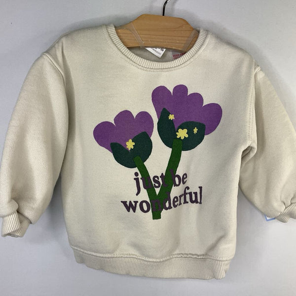 Size 12-18m: Zara Cream/Purple Flowers Sweatshirt