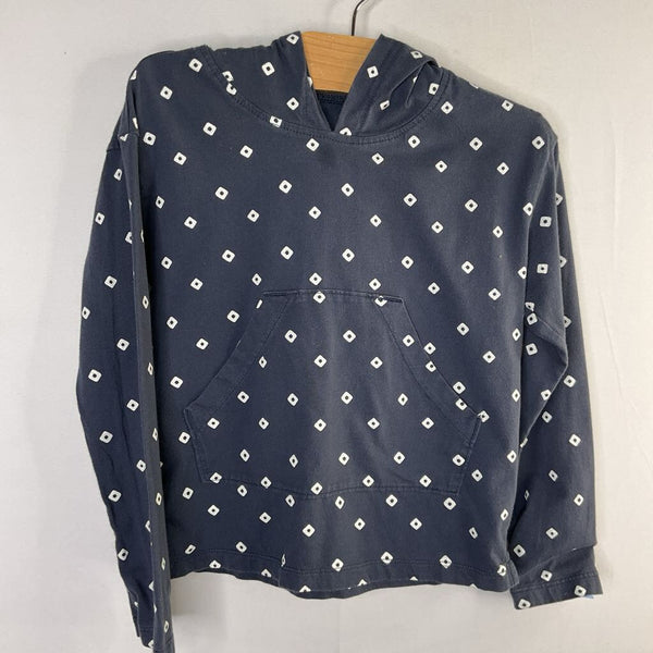 Size 5: Tea Blue/White Diamonds Hooded Long Sleeve Shirt REDUCED