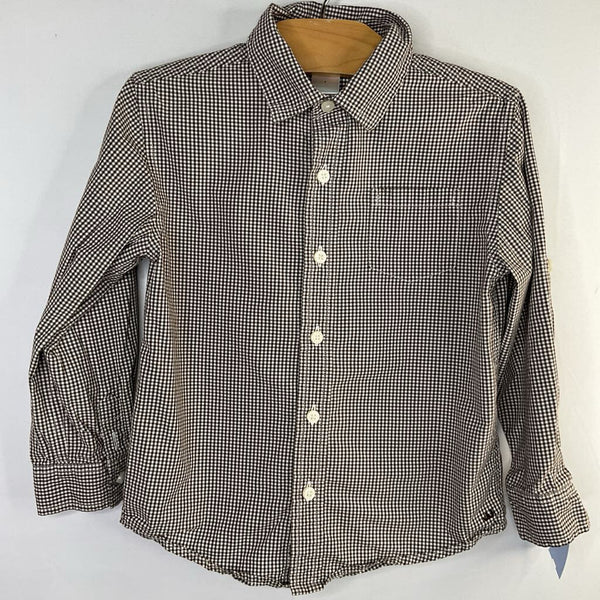 Size 4: Janie and Jack Brown/White Gingham Button-Up Shirt