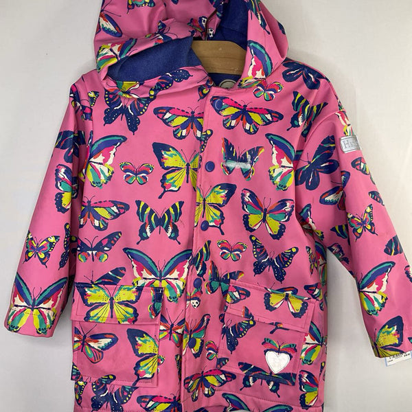 Size 4: Hatley Pink/Colorful Butterflies Terry Cloth Lined Rain Coat REDUCED