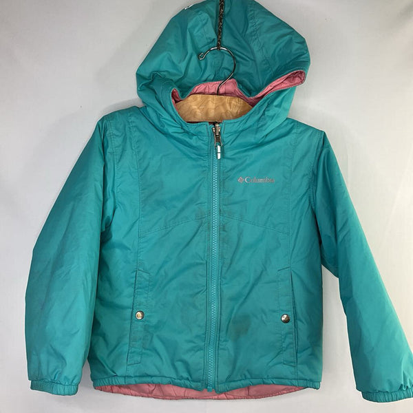 Size 4: Columbia Bright Blue/Pink Reversible Poly Fill Winter Coat REDUCED