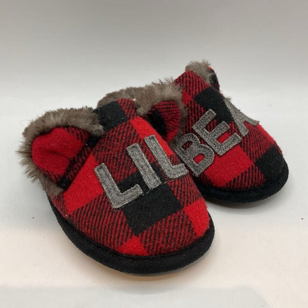 Size 9-10: Dearfoams Red/Black Plaid 'Lil Bear' Slippers NEW