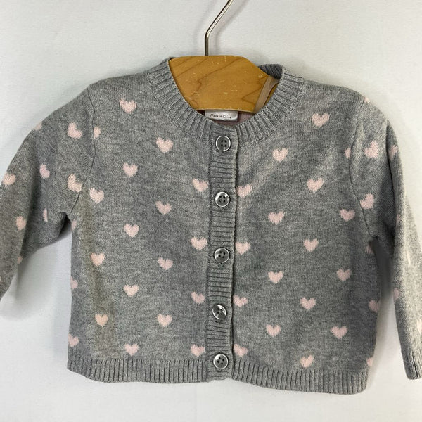 Size 3m: Nordstrom Gray/Pink Hearts Button-Up Cardigans