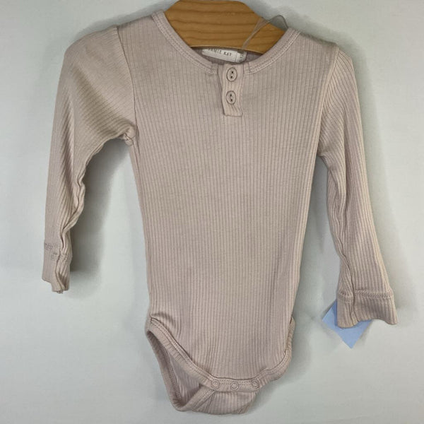 Size 6-12m: Jamie Kay Pink Ribbed Long Sleeve Henley Onesie