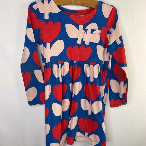 Size 4-5: Boden Blue/Red/Pink Tulips Long Sleeve Dress REDUCED