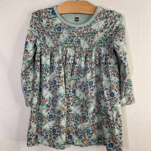 Size 4: Tea Blue/Colorful Floral Long Sleeve Dress REDUCED