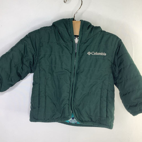 Size 3-6m: Columbia Green/Blue Animals Double Trouble Reversible Poly/Fleece Coat