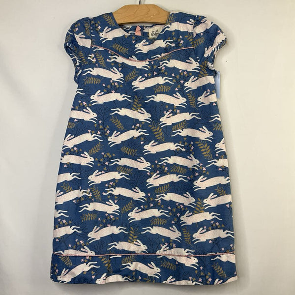 Size 5-6: Boden Blue/White Bunnies Linen Blend Dress