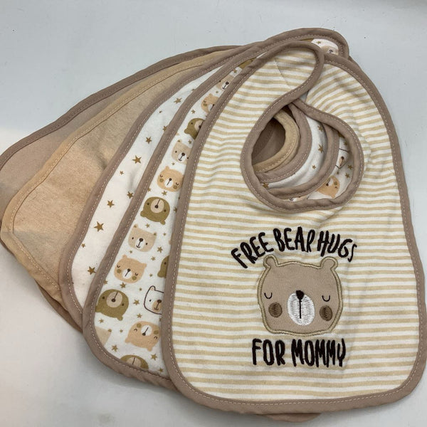 5pc White/Tan Bibs