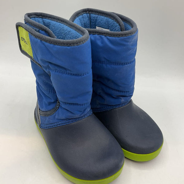 Size 8: Crocs Navy/Green Velcro Winter Boots
