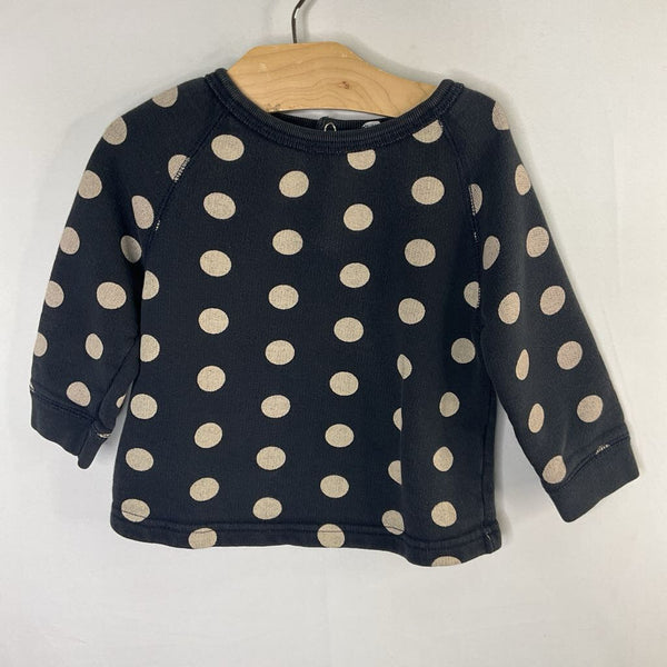 Size 12m: Petit Bateau Black/White Dots Terry Sweatshirt REDUCED
