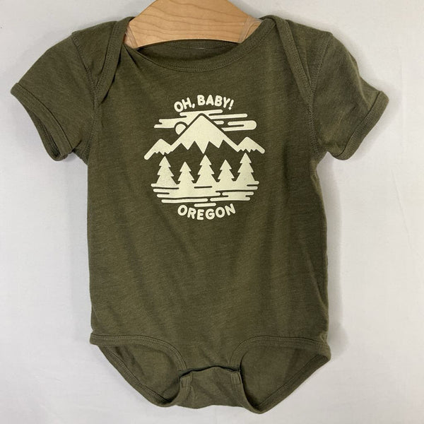 Size 2: Little Bay Root Green 'Oh, Baby! Oregon" Onesie