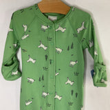 Size 3-6m (60): Hanna Andersson Green/White Goats Snap-Up Footy PJs