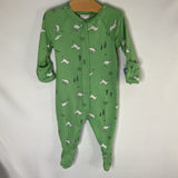 Size 3-6m (60): Hanna Andersson Green/White Goats Snap-Up Footy PJs