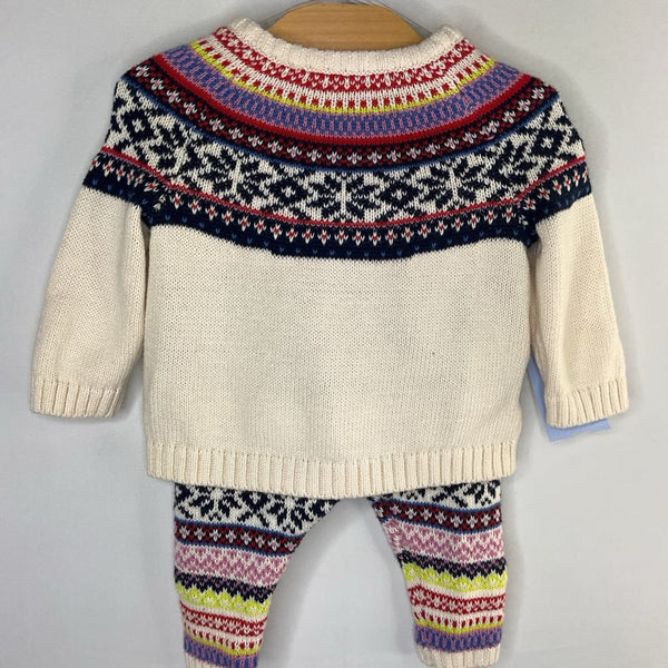 Size 0-3m: Old Navy White/Multi Fair Isle 2pc Sweater Set