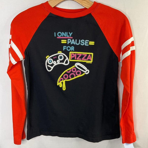Size 10-12: Lands' End Red/Black 'Pause for Pizza" Long Sleeve Shirt