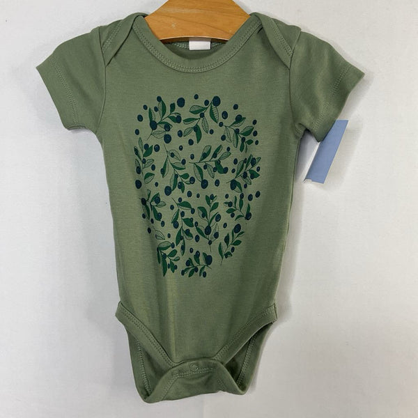 Size 3-6m: Colored Organics Green/Blueberries Onesie