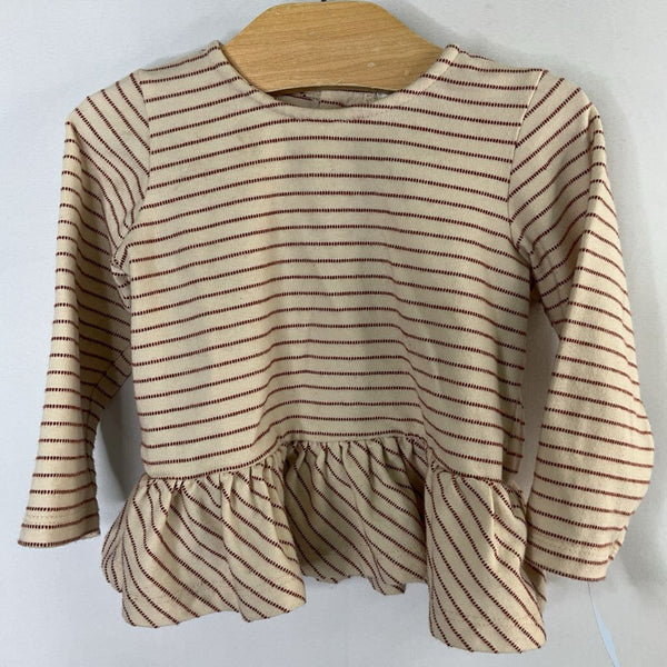 Size 6m: Miles the Label Brown/Tan Striped Peplum Top
