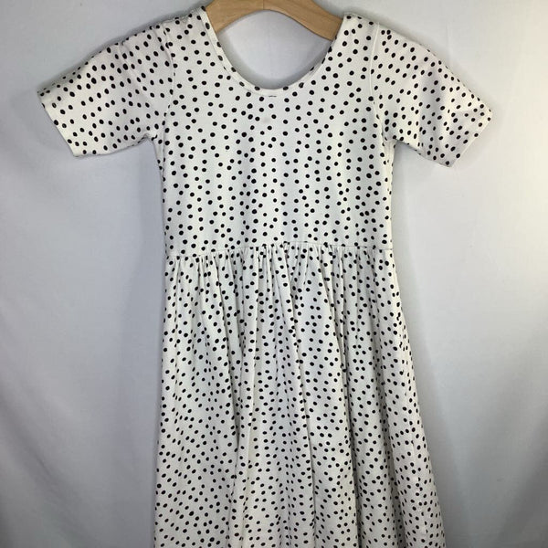 Size 8: Alice + Ames White/Black Dots Long Sleeve Dress
