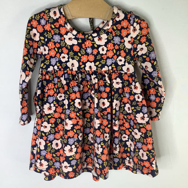 Size 9-12m: Quince Navy/Multi Floral Long Sleeve Dress
