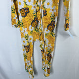 Size 6-9m: Little Bum Bums Yellow/White Butterfly Floral Bamboo 1pc Zip Footy PJs