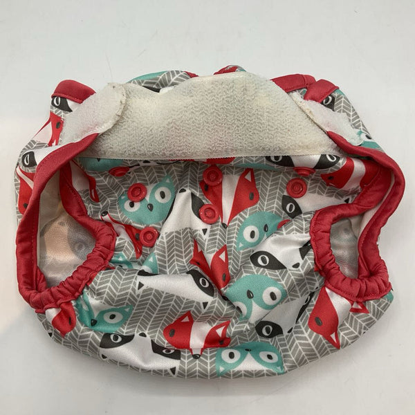 Size NB: Jump-a-Rooz Gray/Multi Woodland Velcro Diaper Cover