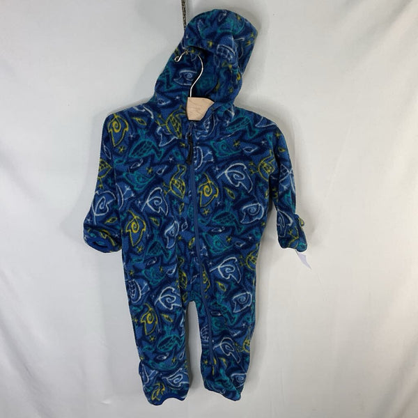 Size 6-12m: REI Blue/Multi Leaves Fleece Bunting
