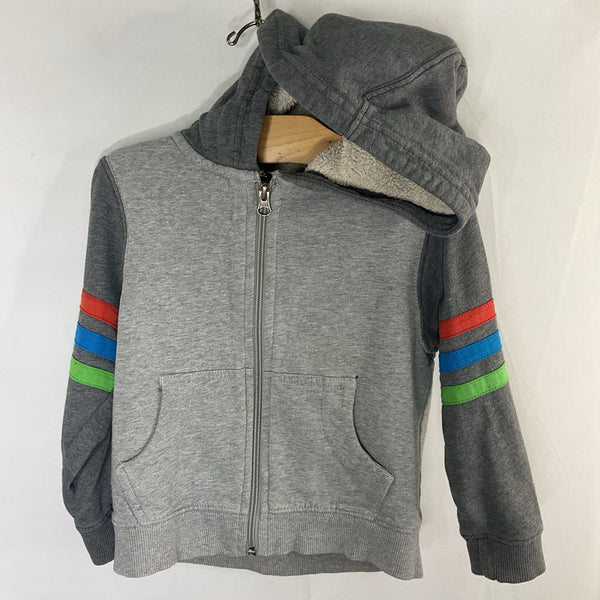 Size 3 (90): Hanna Andersson Gray/Multi Sherpa Lined Zip Hoodie