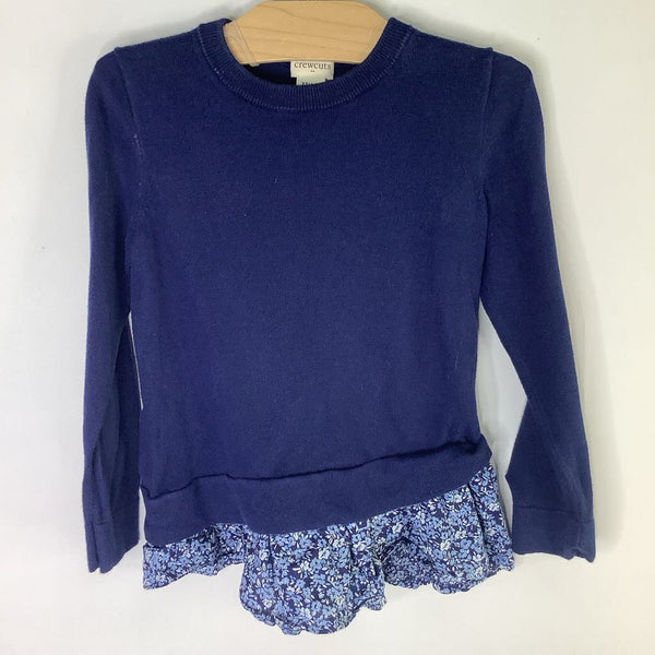 Size 4-5: Crewcuts Blue Floral Trim Sweater