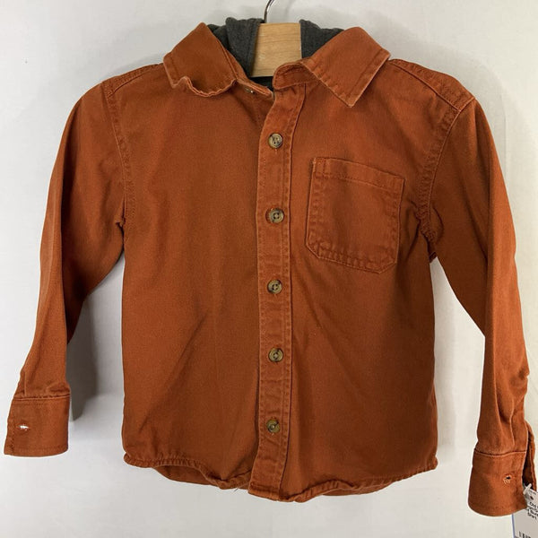 Size 3: Old Navy Orange/Gray Hooded Button-Up Shirt