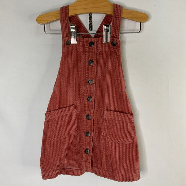 Size 2: Max Studios Pink Corduroy Overall Dress
