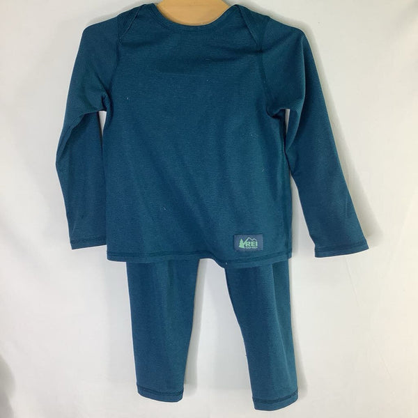 Size 2: REI Blue Striped Base Layer 2pc Pants & Shirts