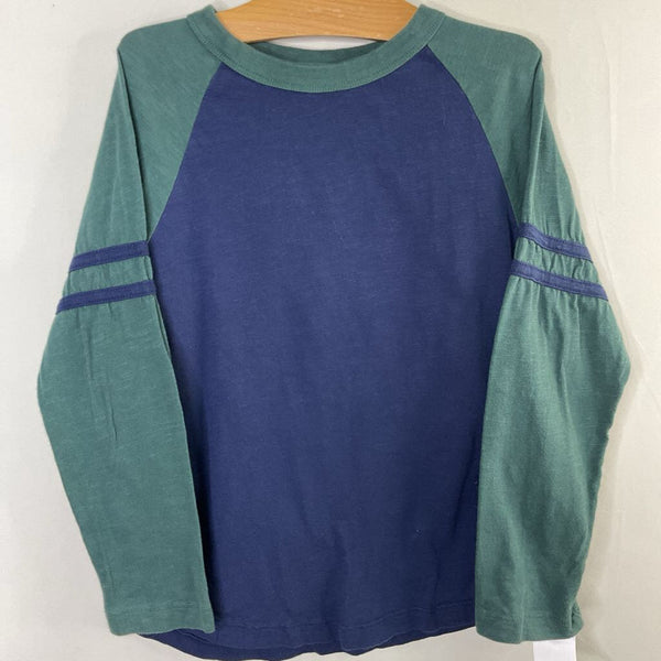 Size 6-7 (120): Hanna Andersson Green/Navy Long Sleeve Shirt