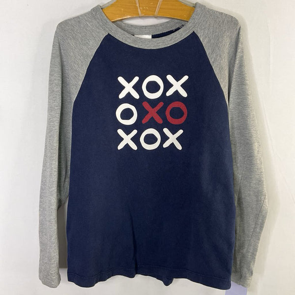 Size 6-7 (120): Hanna Andersson Gray/Navy Xs&Os Long Sleeve Shirt