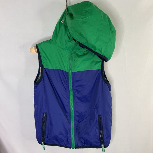 Size 6-7: Boden Blue/Green Sherpa Reversible Hooded Vest REDUCED