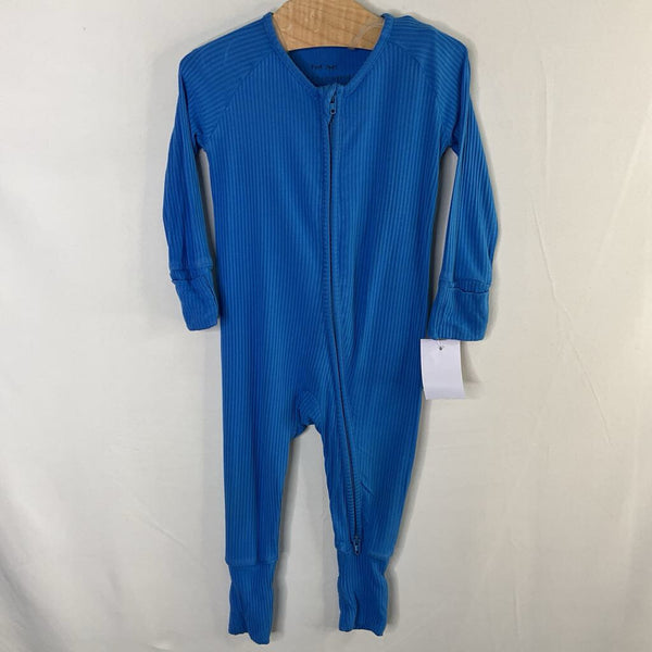 Size 3-6m: Little Sleepies Blue Ribbed Bamboo 1pc ZIp PJs