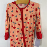 Size 3-6m: Little Sleepies Pink/Red Cherries Bamboo 1pc ZIp PJs