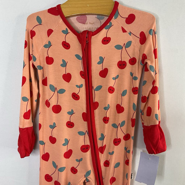 Size 3-6m: Little Sleepies Pink/Red Cherries Bamboo 1pc ZIp PJs