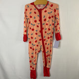 Size 3-6m: Little Sleepies Pink/Red Cherries Bamboo 1pc ZIp PJs