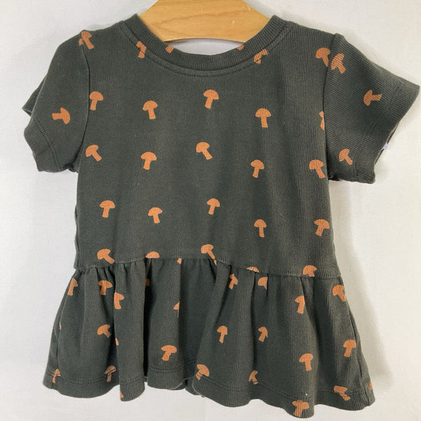 Size 18-24m: Kate Quinn Gray/Brown Mushrooms Ribbed 2pc Top/Shorts