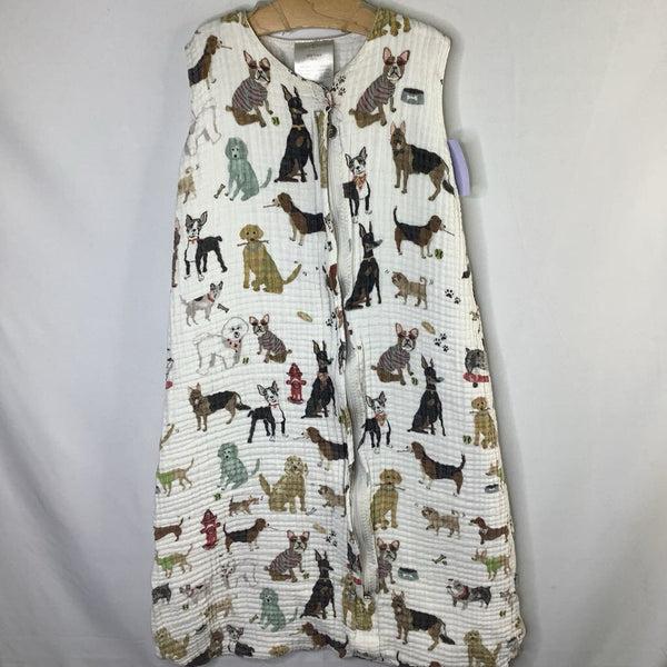 Size 0-12m: Little Unicorn White.Colorful Doggies Muslin Sleepsack