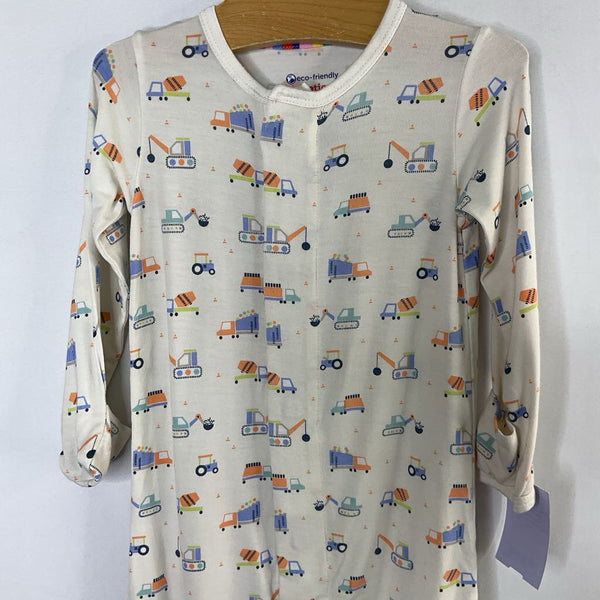 Size 3-6m: Magnetic Me Gray/Multi Construction Bamboo 1pc Footy PJs