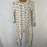 Size 3-6m: Magnetic Me Gray/Multi Construction Bamboo 1pc Footy PJs