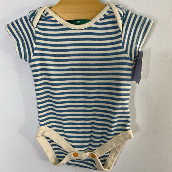 Size 0-3m: Little Green Radicals Blue/White Striped Onesie
