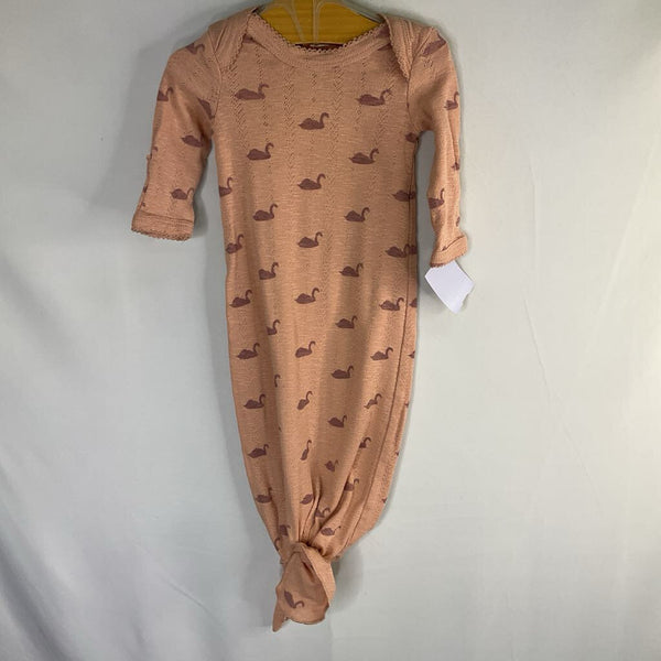 Size 0-3m: Kate Quinn Pink/Purple Swans Eyelet Romper