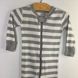 Size 18-24m (80): Hanna Andersson Gray/White Striped Organic Cotton 1pc Zip-Up PJs