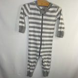 Size 18-24m (80): Hanna Andersson Gray/White Striped Organic Cotton 1pc Zip-Up PJs